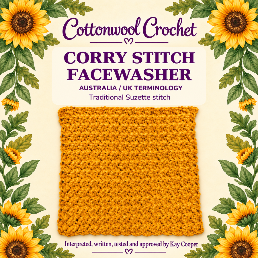Corry Stitch Facewasher - Cottonwool Crochet