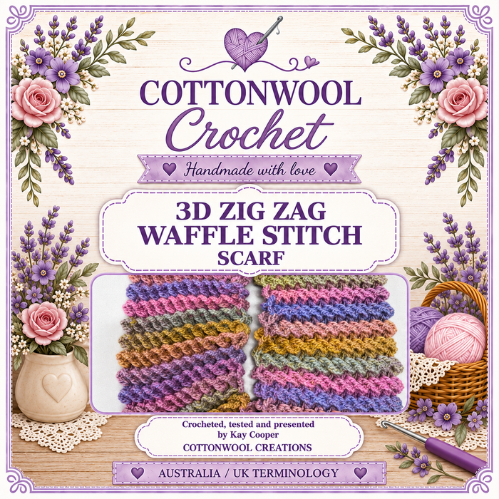 3D Zig Zag Waffle Stitch - Cottonwool Crochet