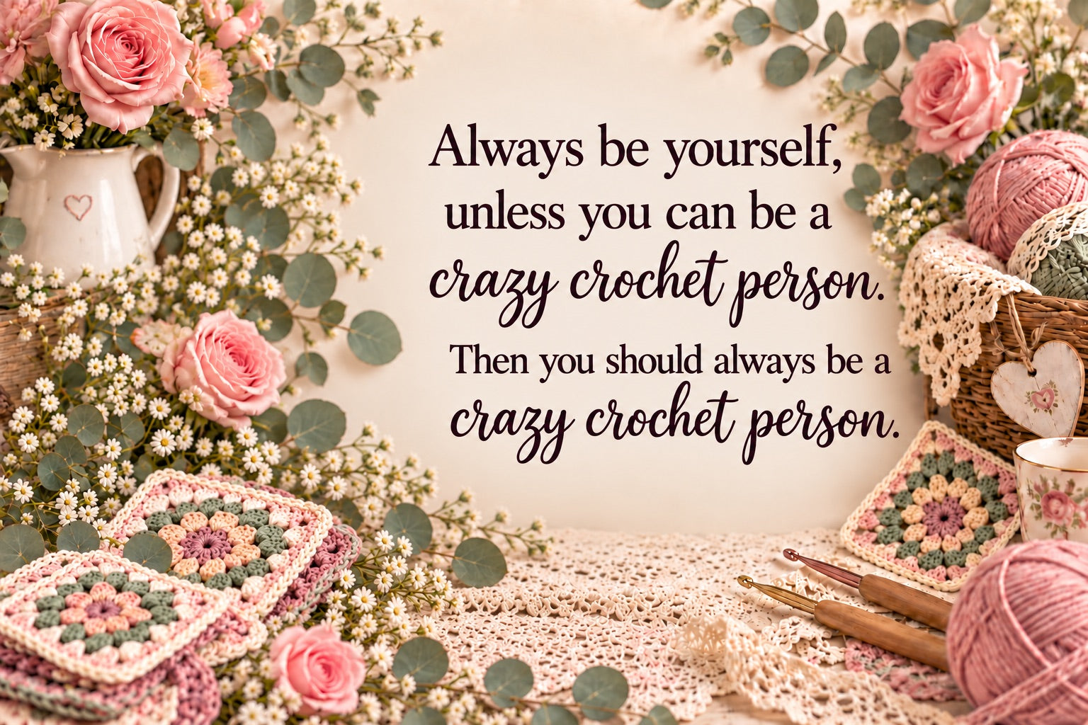 Always be yourself, unless you can be a crazy crochet person. Then you should always be a crazy crochet person.